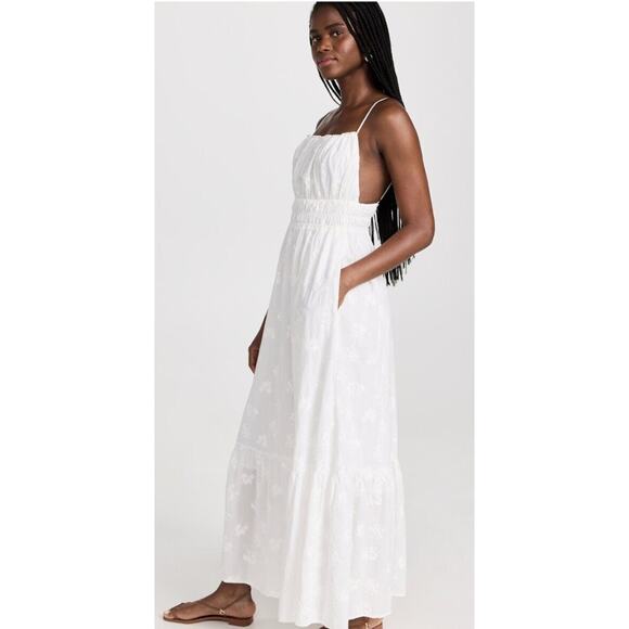 TROVATA Birds of Paradis M Medium White Embroidered Tiered Maxi Dress Mirabella - Picture 12 of 12